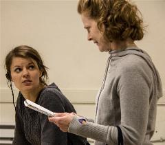Maggie Lou Rader and Annie Fitzpatrick rehearse SILENT SKY