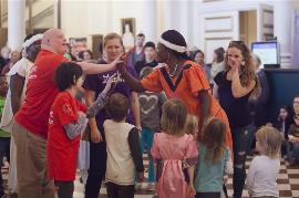 Sunday lobby BiOkoto performer high five